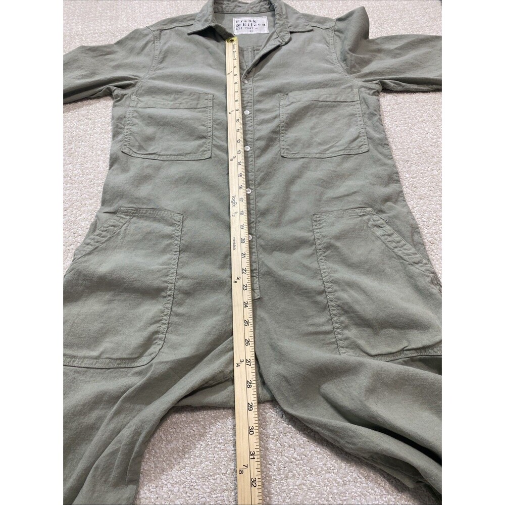 Frank & Eileen Northern Ireland Jumpsuit Sage Sz L Linen Blend Utility - Picture 14 of 16